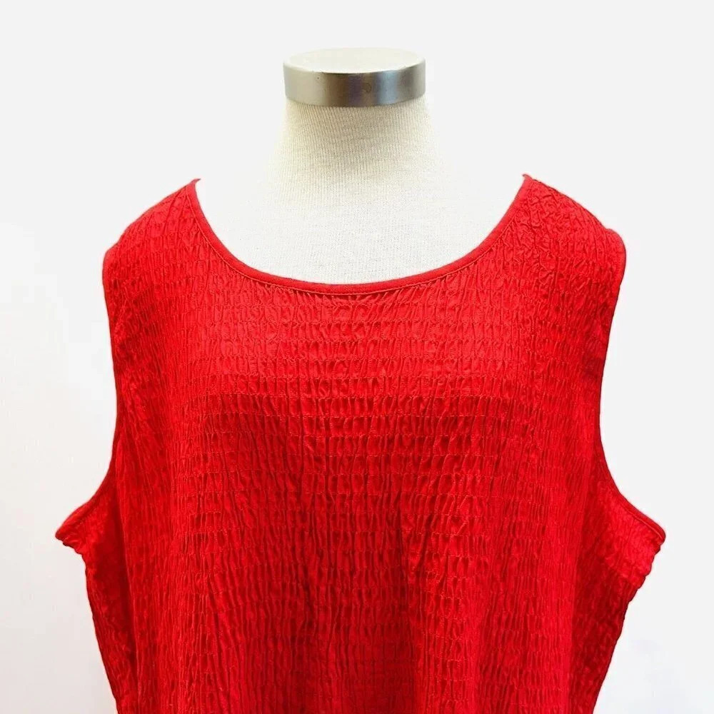 NWT CROFT & BARROW Women Sleeveless Full Length Shirred Red Maxi Dress Size 3X - Picture 2 of 14